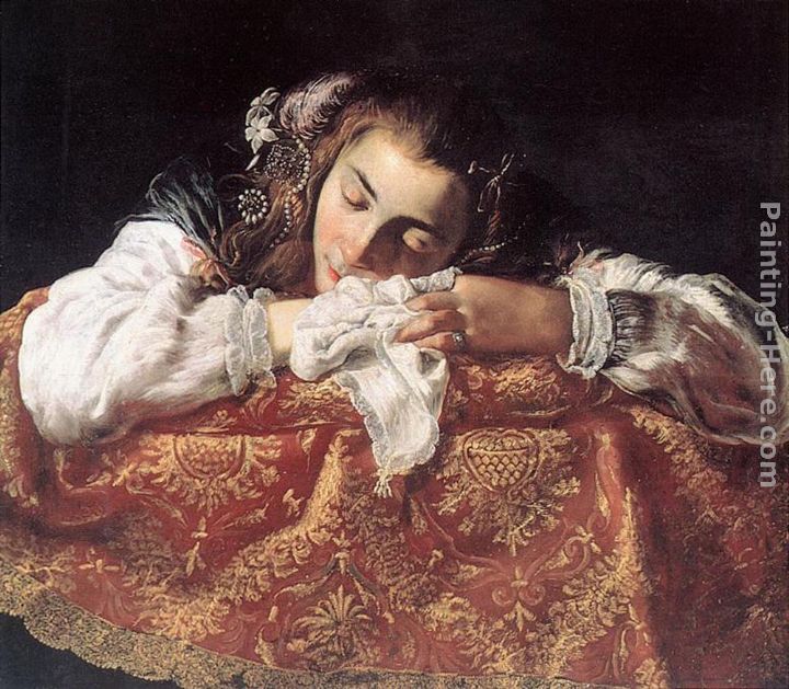 Sleeping Girl painting - Domenico Feti Sleeping Girl art painting